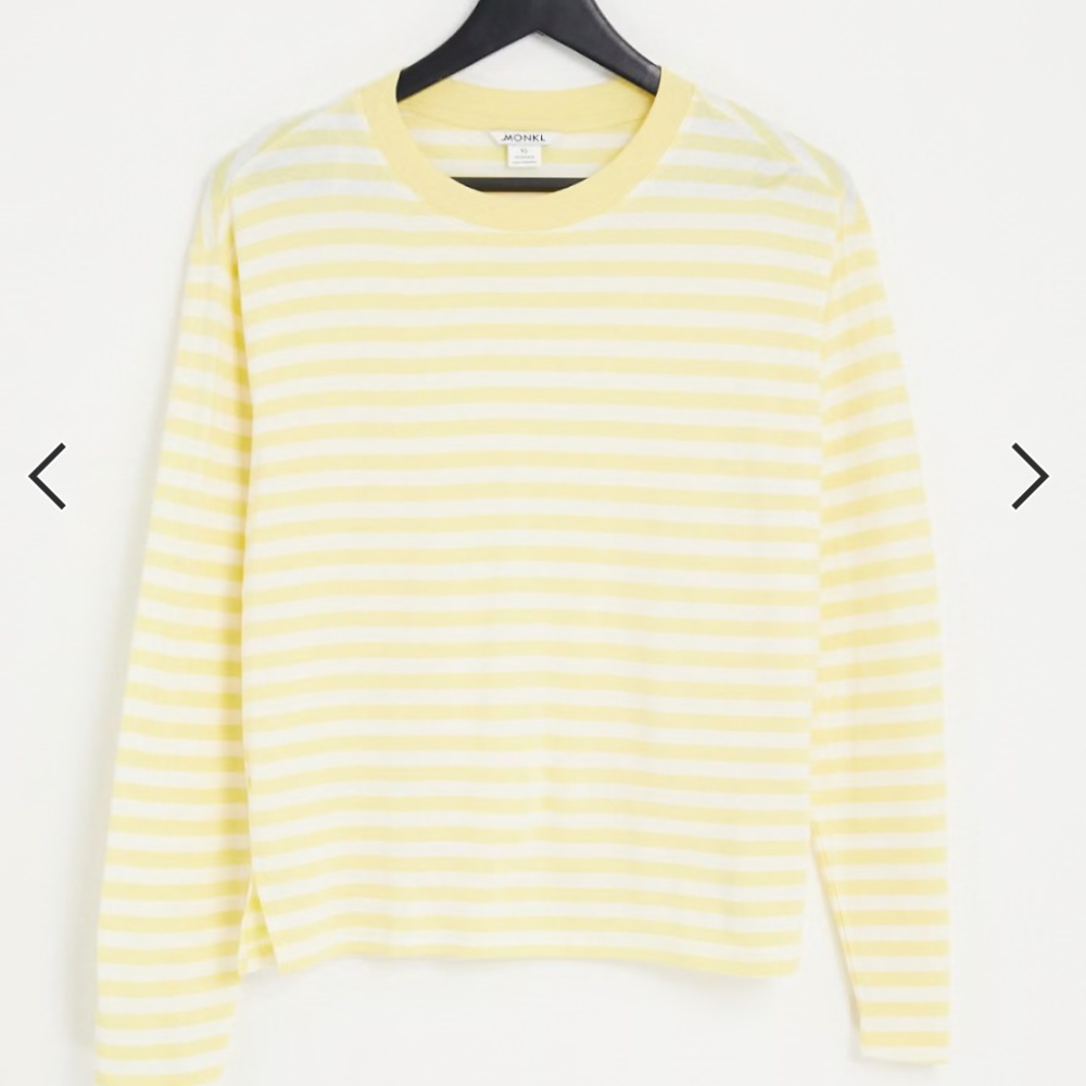 Yellow & White Striped Long Sleeve Knit Top